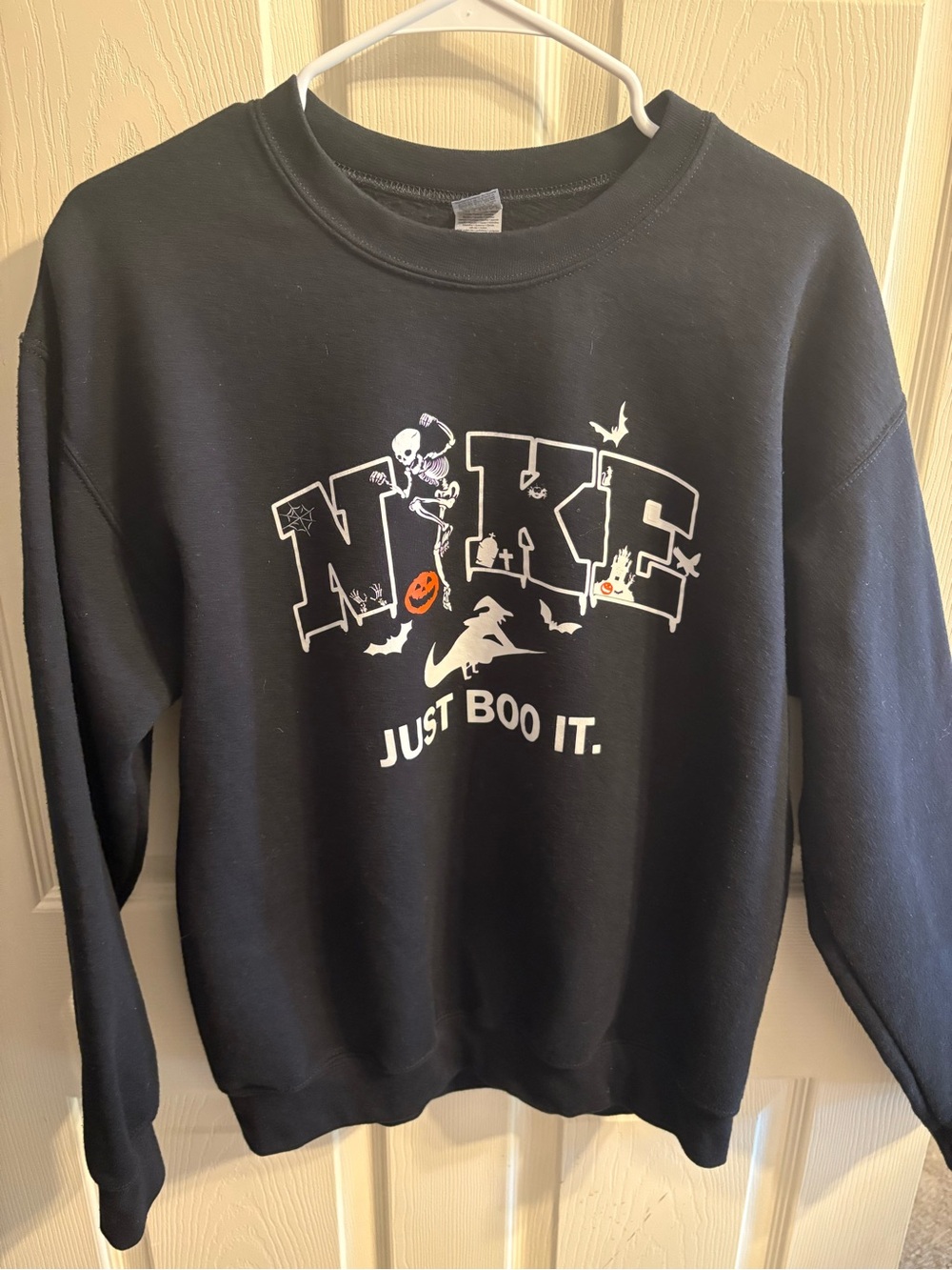 Unisex Black Halloween Graphic Sweatshirt - "Just Boo It."